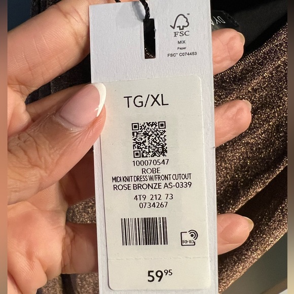 Dynamite Rose-Bronze Cut-Out Midi Dress - Size XL - never worn - Picture 3 of 7